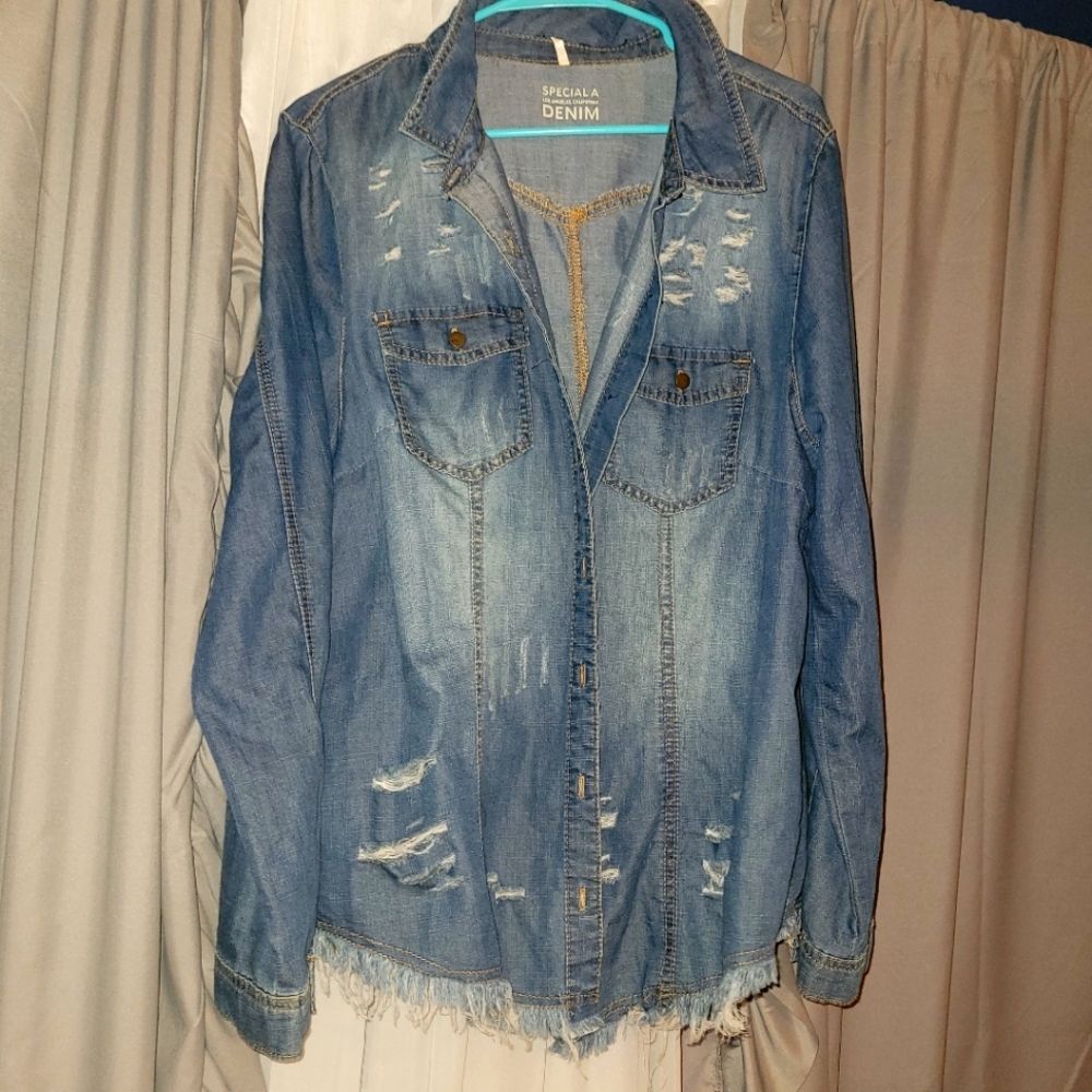 Speciala distressed denim shirt